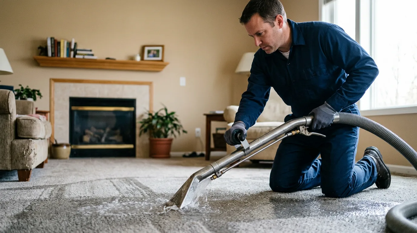 Water damage restoration technician working near Perth, ND